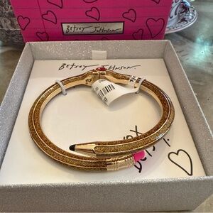 Betsey Johnson ADORABLE Golden Pencil ✏️ Bracelet with Pink Eraser ✏️